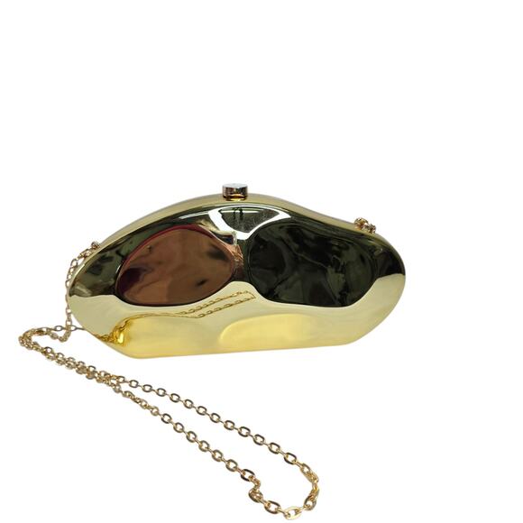 Gold Acrylic Clutch Purse Shell with Chain for Party Wedding Prom date night - Picture 1 of 15